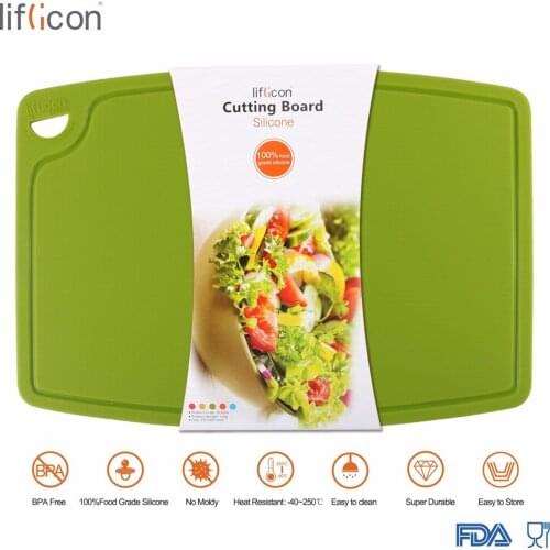 Liflicon Kitchen Flexible Silicone Cutting Boards Fruit Vegetable Non-Slip Chopping Block Multifunctional Cutting Block BPA Free