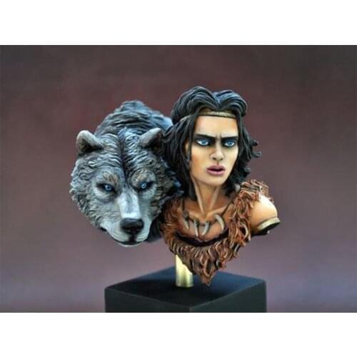 1/10 Wolf Girl Resin Bust Assembly Model Figure Resin Kit Bust Colorless Models Self-Assembled Toys