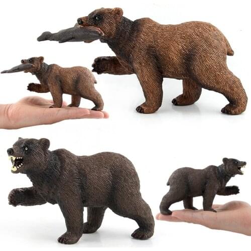 Simulation Brown Bear Figure Collectible Toys Solid Wild Animal Action Figures Kids Animal Cognitive Toys