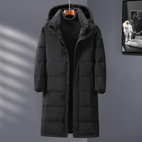 Fashion Winter Down Jackets Men Hooded Thicken Warm Mens White Duck Down Coats Black/White Puffer Jacket High Quality Overcoat