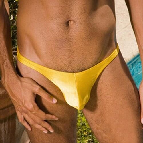 Mens Sexy Swimwear Low Waist Swim Briefs Bikini Swimsuit Thong Tangas Pouch Breathable Panties Perspective Male Underpants 2021