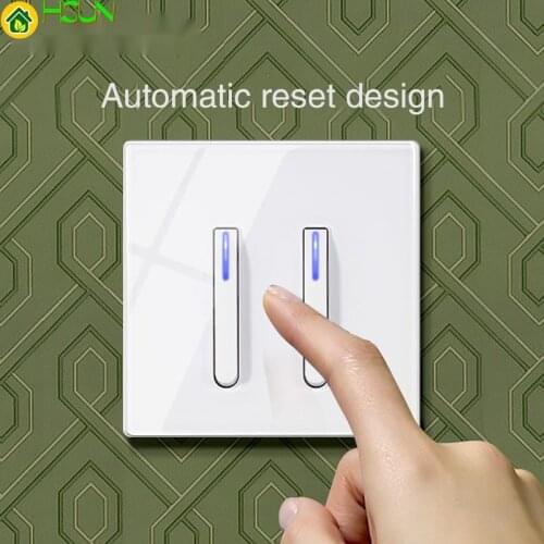 New 1 2 3 4 gang Luxury Light Switch LED Indicator Crystal Tempered Glass Piano Key White Push Botton Wall Switch EU socket USB