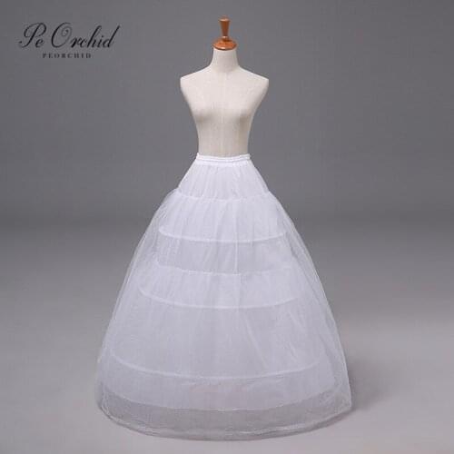 PEORCHID In Stock Long 3 Hoop Ball Gown Petticoat For Women Prom Crinoline Wedding Dress Underskirt Lolita Accessories