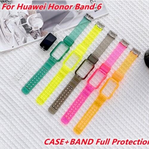 Strap for Huawei Honor Band 6 for Honor Band 6 Smart Watch 2021 Strap With Case+Band Protective Cover Full Screen Protector Case