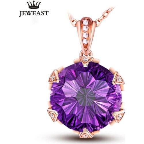 SLFD Natural Amethyst 18K Pure Gold Pendant Real AU 750 Solid Gold Upscale Trendy Classic Party Fine Jewelry Hot Sell New 2020