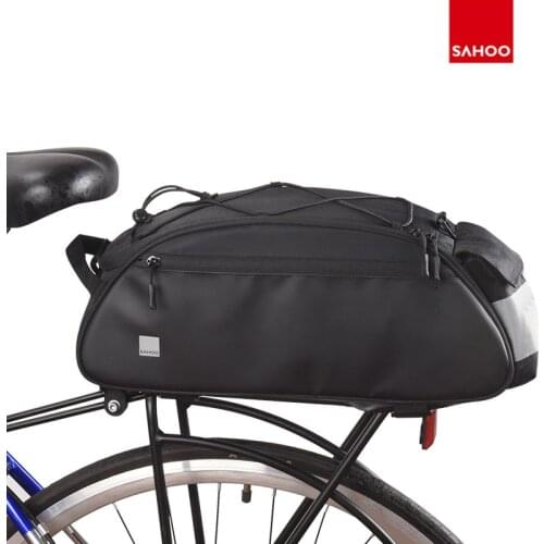 Cycling Trunk Bag 10L Rear Luggage Carrier Pannier Bicycle Back Seat Rack Pouch 3 Pockets Light Reflective Hand Shoulder Carry