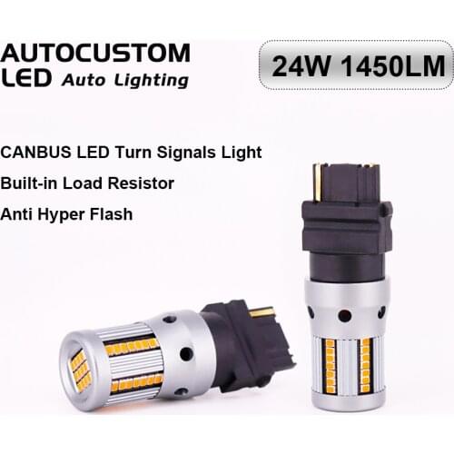 2pcs KST 3156 T25 P27W LED Bulb CANBUS Amber Yellow Turn Signals Light with Built-in Load Resistor 54PCS Chips 3156NA 3056 4056