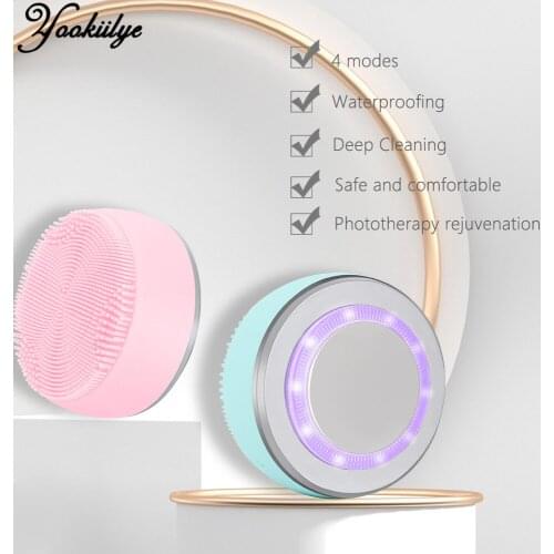 Ultrasonic Silicone Electric Facial Cleansing Brush Mini Waterproof Face Massager IPL Vibration Importer Skin Deep Clean Brush