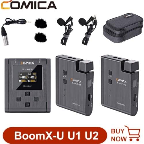 In stock! Comica BoomX-U Mini UHF Wireless Microphone BoomX U1 U2 Lavalier Microphone for DSLR Camera Interview Video Recording