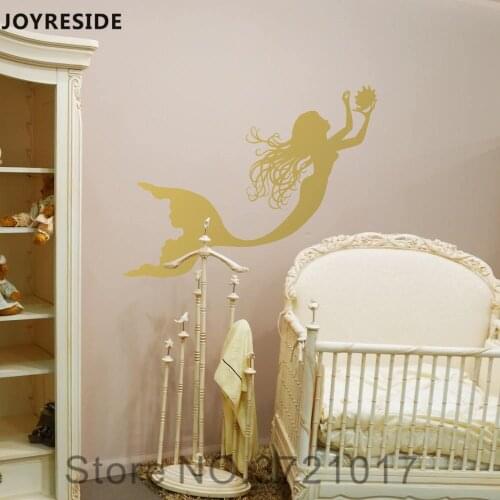 JOYRESIDE Mermai Wall Decal Vinyl Sticker Nursery Kids Girls Room Decoration House Home Design Nursery Removable Art DIY XY076