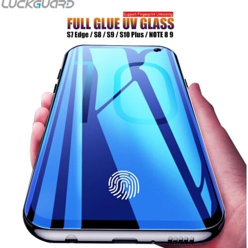 UV Tempered Glass Full Glue Cover For Samsung S10 S9 S8 Plus S10 e Screen Protector 9H 6D For Samsung Galaxy S7 edge Note 8 9