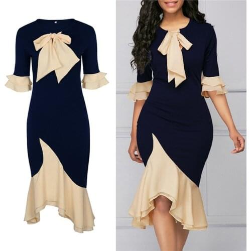 Women Dress Wedding Evening Party Ball Prom Gown Elegant Midi Dress Office Lady Bow Knot Vintage Dress Korean Fashion Clothes