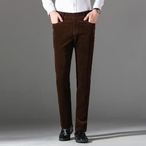 Winter Corduroy Pants Men Fashion Slim Men Trousers Casual Khaki Black Stretch Pants For Men Patalon Homme