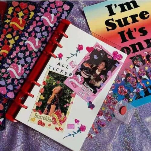 Love Star Ribbon Laser Scrapbook Stickers Handmade DIY Idol Card Album Decoration Couple Gift Stationery Stickers