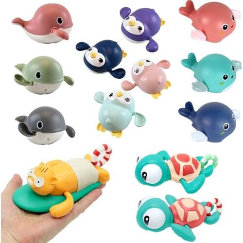 1PC Baby Bath Toy Cute Crab Frog Tortoise Whale Animal Clockwork Wind-Up Toy Swimming Pool Water Toy Gifts For 0 12 Months Kids