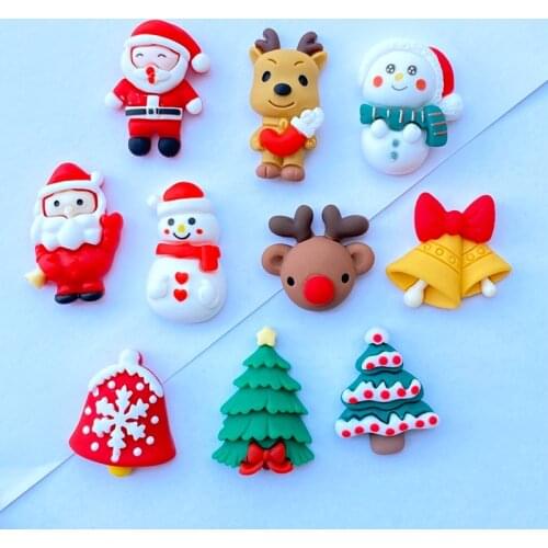 10pcs New Resin Lovely Christmas Series Flat Back Cabochon Scrapbook DIY Embellishments Accessories L75