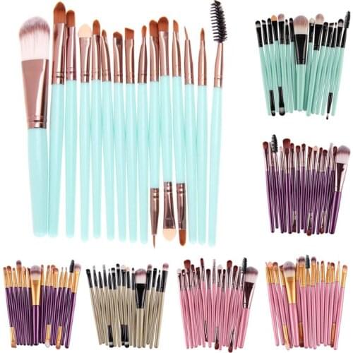 MANNAGE 15Pcs 7 Colors 1 sets Complete Makeup Brushes Set Facial Powder Lip Eyeliner Brush Cosmetic Make up Beauty Brush Tools