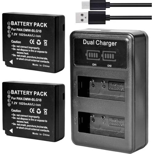 2x DMW-BLG10 BLE9 Battery + USB Dual Charger for Panasonic Lumix DMC-LX100 II GX85