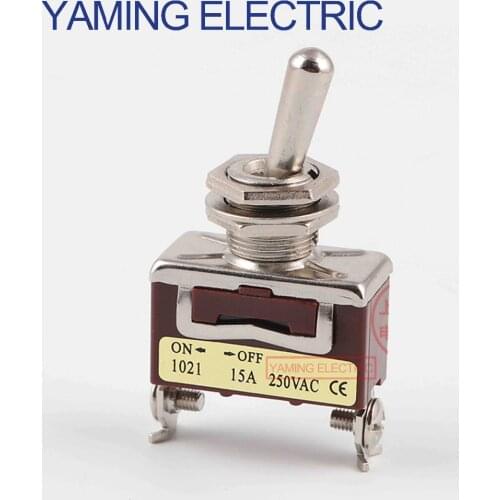 5pcs/lot Mini toggle rocker switch 2 pins 2 position ON-OFF lever switch 15A/250V 1021 silver contact P253