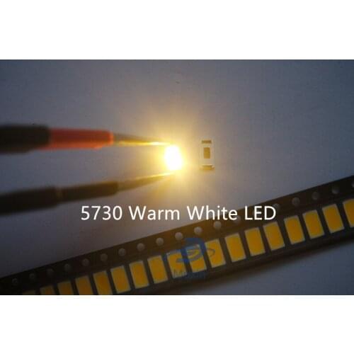 5730 SMD LED 50-55 LM Lamp 0.5w light-emitting Diode Chip 500pcs Warm white for LED CCT:2800-3000K Still 3V
