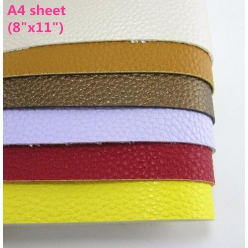 6pcs A4 sheet PU Leather lychee synthetic leather faux leather fabric for sewing DIY CN299
