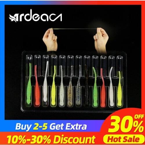 Ardea Soft Lures12pcs Bait set Silicone Worm Wobblers Bait Swimbait Artificial jigging tail Carp bass Baitfishing Fishing Tackle