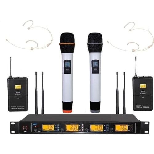 Bolymic UHF 4 Microphone Wireless 2 Handheld & 2 headworn Microphone microfoon draadloos