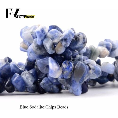 Natural Blue Sodalite Chip Beads for Needlework 5mm-8mm Irregular Gravel Stone Beads for Jewelry Making Bracelet Accessories 15"