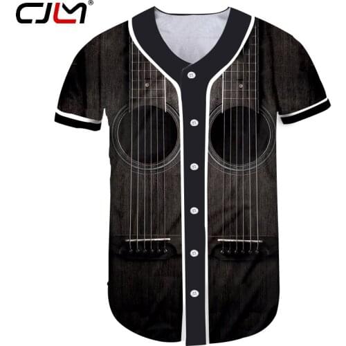 CJLM Brand Guitar Art Musical Instrument Summer 3D Full Printing Fashion Baseball Shirt Print Style Fitness Casual Button Tee