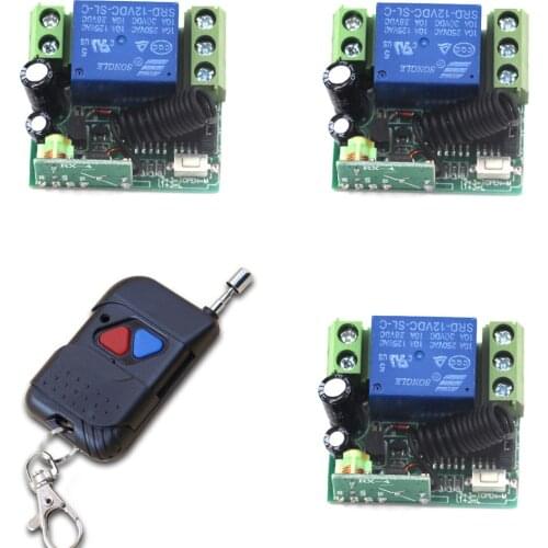 DC 12V 10A Wireless Remote Control Light Switch Teleswitch Remte on/off 3 Receiver + Transmitter Smart Home Switch