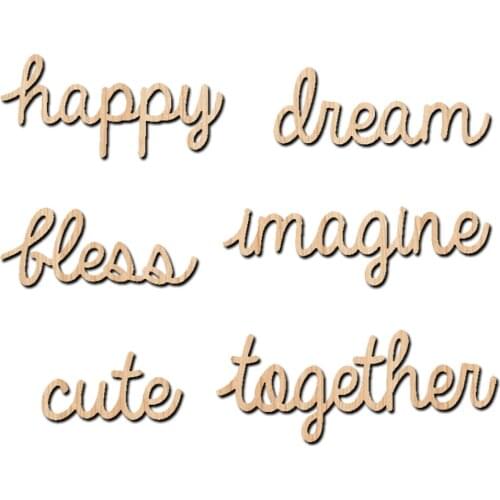 6PCS Wooden Word Cutouts Word Signs Free Standing DIY Wood Decoration for Wedding Party Decor Table Centerpieces