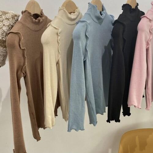 Shirt Turtleneck Full Sleeve Regular Solid Cotton Casual Fashion New Sweet Warm Spring Autumn Children Girls Clothes for Kids