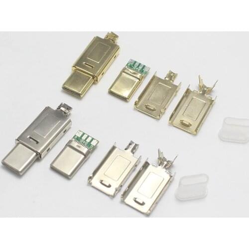 EClyxun 2set Gold-plated USB 3.1 4P Type C Male Plug Welding USB-C 4 in 1 DIY Repairs Cable Charger Connector for Phone ect