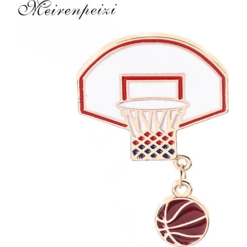 Enamel Basketball hoop pins cartoon Shooting brooches men sports Basketball team lapel pin button for athlete pin chain for fan