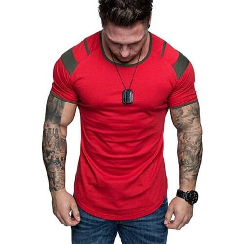 T-Shirt Mens t shirts O-neck Slim Short Sleeve Bodybuilding Gym Top Clothing Casual t shirt men Fashion Oversized t shirt