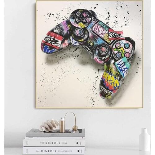 Graffiti Art Gamepad Art Canvas Posters and Print Game Handle Canvas Abstract Paintings on The Wall for Kids Room Decor
