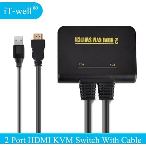 IT-well 2 Port usb Kvm hdmi Switch USB 2.0 hdmi KVM Converter Switcher Audio Video Kabel Fr Monitor Computer Tastatur Maus