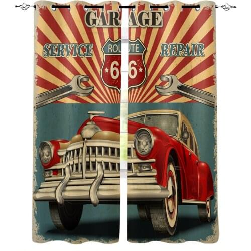 Classic Car Poster Blackout Curtain Living Room Window Curtain Childrens Blackout Curtains for The Bedroom