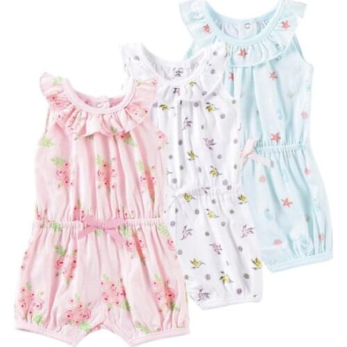 Baby girls clothes cotton sleeveless summer pollover newborn rompers baby jumpsuit infant girls clothing 0-12M