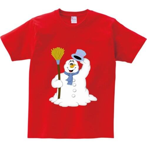 Summer Girls & Boys Cotton Print T Shirt Children Christmas Casual Shirts Snowman Pattern Baby Kids Funny Clothes