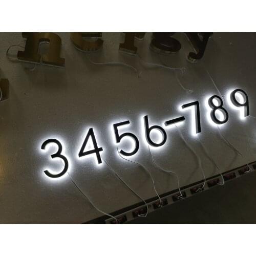 Metal 3D Led House Numbers Light Outdoor Waterproof Home Hotel Door Plates Stainless Steel Illumilous Sign Address
