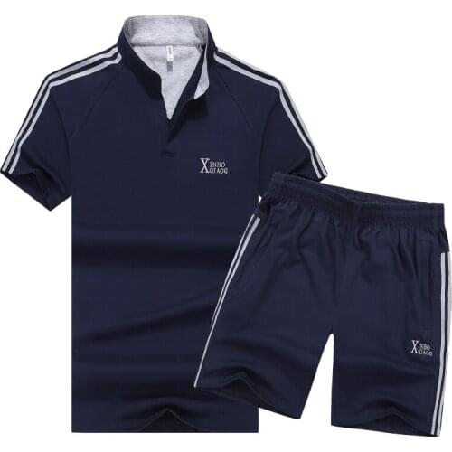 Men Casual Sport Suit Cotton Stripe Printed T-shirt Sweatshirt+pant Athletic Jogging Running Outfit Set Sweatsuit Zipper Pocket