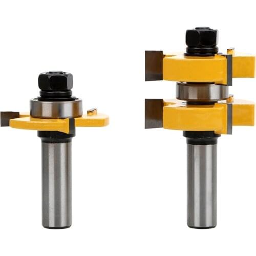 DIYWORK 12.5mm Shank Woodwork Tongue and Groove Router Bit Set 2 Bit Wood Milling Cutter 3-tooth T-type