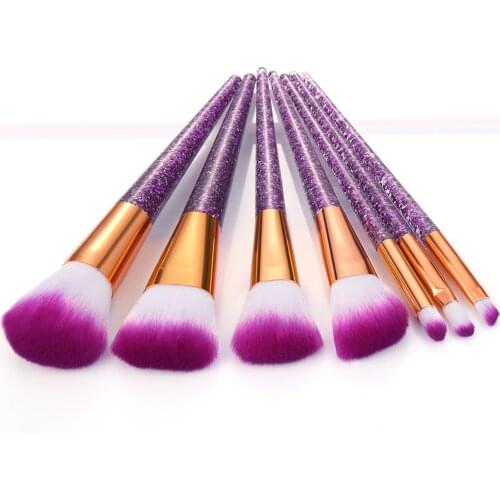 New Style 7 Diamond Sequin Makeup Brush Set PVC Tube-Contained Raw Eyeshadow Brush Full Set Beauty Tools