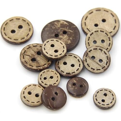 Clothing button coconut shell button two eyes virtual side coconut buckle children shirt button womens shirt button