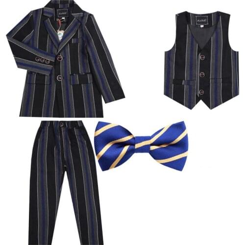 Flower Boys Formal Prince Wedding Party Suit Children Blazer Jacket Vest Pant Tie Clothing Set Gentleman Kids Graduation Costume
