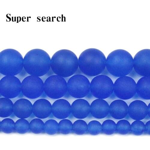 Wholesale Natural Stone Frosted Blue Matte Beads Round Loose Chalcedony Beads 6MM 8MM 10MM 12MM For Bracelet Necklace Making