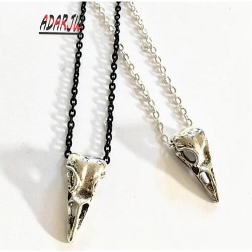 Raven skull necklace in silver color or black Gothic pendant statement necklace new Fashion jewelry men and women classical gift
