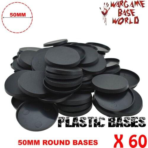 60 x 50mm Plastic Round bases for Gaming Miniatures and wargame bases