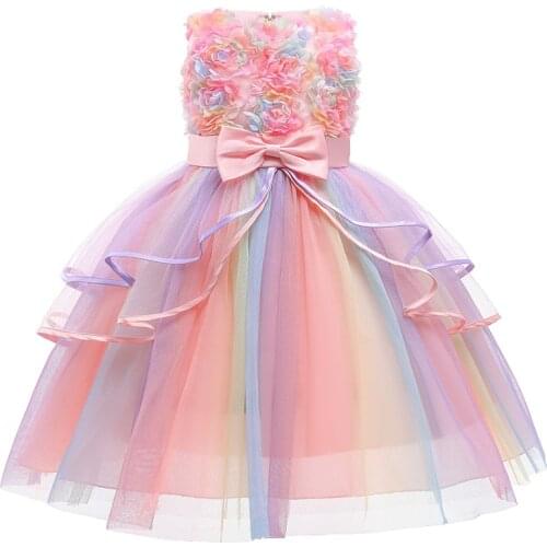 Flower Baby Girl Dress Girl Wedding Party Dress Child Princess Summer Dress Child Girl Costume Age 3-10 Years